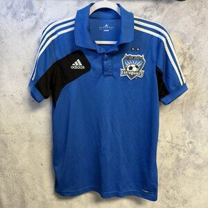 San Jose Earthquakes Adidas Jersey Adult Small 19x26 MLS Blue Collared